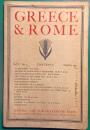 Greece & Rome Vol.1  No.1 October 1931