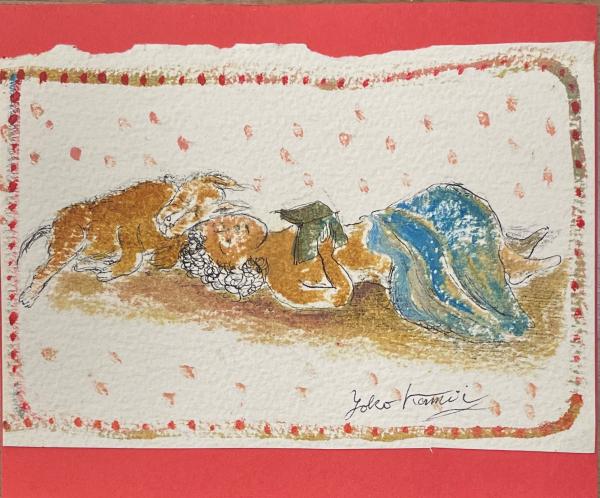 鴨居羊子 ！名作！油絵 『ロバのジョキート』絵画 1977年9月 個展 絵 美術 鴨居羊子 ！名作！油絵 『ロバのジョキート』絵画 1977年9月