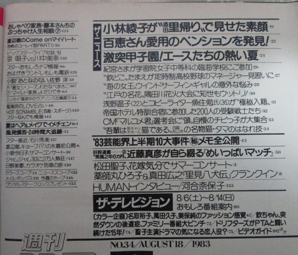 週刊明星 1284号 松田聖子・小泉今日子・河合奈保子・渡辺徹