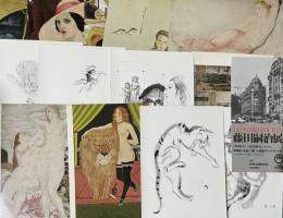 絵葉書14枚と半券)藤田嗣治展・追悼展他　藤田嗣治画ポストカード　於・小田急グランドギャラリー 
