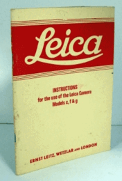 Leica Instructions For Use Of Camera Models C F And G/