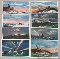 （絵葉書）怒涛中の艦隊　8枚1組