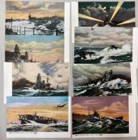（絵葉書）怒涛中の艦隊　8枚