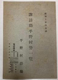 諏訪郡平野村勢一覧　昭和10年4月調