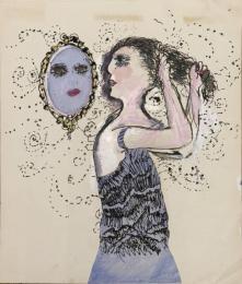 野見山暁治カバー彩色画稿『上野娼妓隊』（田中小実昌）　
