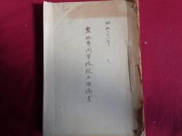 農林専門学校設立準備書（昭和21年、静岡県立農林専門学校設立準備委員会）静岡県参事会議長意見書、委員会規程、設立準備委員長、委員・幹事氏名、静岡県立農林専門学校設置概要、組織、経費、建物ほか、他府県農専校一覧
