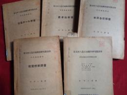 秘 第五回人造石油関係研究懇談会　研究発表事項 6冊（昭和18年5月、帝國燃料株式会社）低温タール部会、潤滑油部会、水添合成部会、航空燃料部会、質疑討論並座談会速記録、各部会概括報告並研究発表事項追補（附）正誤表＝4部会懇談会記録資料＋速記録、追補報告合計6冊（以上は、工業技術院長・黒川真武旧蔵資料）