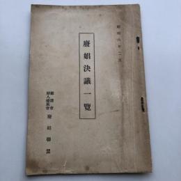 廃娼決議一覧（昭和6年・廓清會婦人矯風會廃娼聯盟）