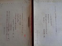 「タリウムの資源調査並にその分析法に就て」（1)渡邊得之助（昭和20年4月）400字詰35枚草稿、「タリウムの資源調査並にその生産指導」（2)渡邊得之助（昭和20年7月）400字詰9枚草稿　合計2冊