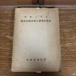 秘 海外在留本邦人調査結果表　昭和十五年（昭和18年・外務省調査局）詳細は目次画像参照