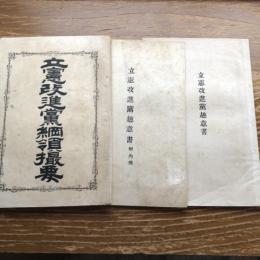 立憲改進党綱領撮要（明治22年）、立憲改進党趣意書（明治15年）、立憲改進党趣意書 附内規 以上3冊