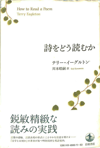 【中古】詩をどう読むか／テリー・イーグルトン (著)、川本 皓嗣 (訳)／岩波書店 詩をどう読むか(テリー・イーグルトン著 川本皓嗣訳) / 古本、中古本