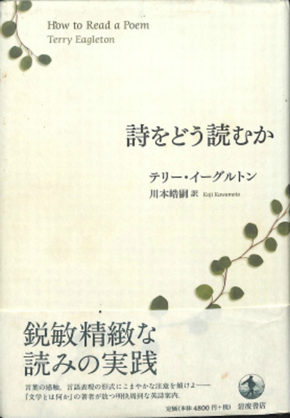 【中古】詩をどう読むか／テリー・イーグルトン (著)、川本 皓嗣 (訳)／岩波書店 詩をどう読むか(テリー・イーグルトン 川本皓嗣) / 古本、中古本、古