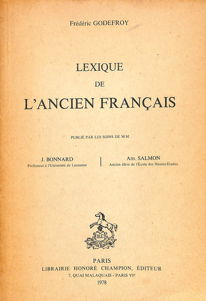 古フランス語レキシコン（仏）LEXIQUE DE L'ANCIEN FRANCAIS(J