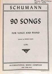楽譜　シューマン　ピアノと歌のための90曲　低音用　SCHUMANN 90 SONGS FOR VOICE AND PIANO (low)