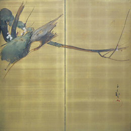 川村清雄画「梅図屏風」