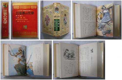 カラー版名作全集 少年少女世界の文学25巻 東洋編2 水滸伝 宝のひょうたん 阿q正伝 他 魯迅 張天翼 原作 土家由岐雄 倉島栄子 后藤有一 宮脇紀雄 文 柳柊二 竹山のぼる 梁川剛一 若菜珪 口絵 挿絵 飛田文雄 読書のしおり はりま昭吾 地図画 上松行雄 月報