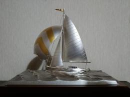 武比古作 銀製 ヨット(フルセール） ６号
