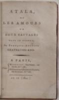 ATALA, ou Les Amours de Deux Sauvages Dans le Desert. シャトーブリアン　『アタラ』  初版　初刷  1801