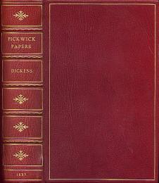  POSTHUMOUS PAPERS OF THE PICKWICK CLUB. 
「ピクウィック倶楽部」 　初版　金箔押総赤革モロッコ装三方金
フィズ挿絵