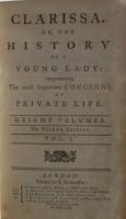 CLARISSA: or, the History of a Young Lady: Comprehending The most Important Concerns of Private Life.  「クラリッサ」
S.リチャードソン  ４版   ８巻揃
ヴェラム装幀