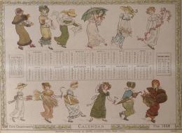 Kate Greenaway's Calender. For 1884.  ケイト・グリーナウェー  カレンダー　
１シート  マット付