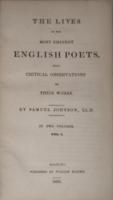 THE LIVES OF THE MOST EMINENT ENGLISH POETS; With Critical
Observations on their Works.  2 vols.set. 　サミュエル ジョンソン  緑総革