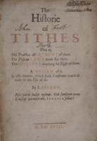 The Hstorie of Tithes: that is, the practice of payment of them, the positiue laws made for them, the opinions touching the right of them:
セルデン「10分１税の歴史」　初版  茶総革 時代装幀

,