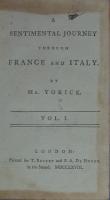A SENTIMENTAL JOURNEY THROUGH FRANCE AND ITALY. 2 vols.set.
ローレンス・スターン　センチメンタル・ジャーニィ　全２巻　初版　総革
.
