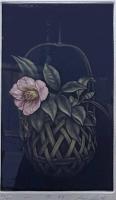 生田宏司メゾチント作品　　「侘助」　サイン入 額付 　　54/75