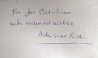 NECESSITIES OF LIFE: Poems 1962-1965.  First edition. アドリエンヌ・リッチ   著者献呈署名入