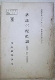 ［秘］諸通信配給調（昭和14年6月現在）　思想資料パンフレット特輯