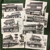 川越の店蔵造りスケッチ　素描画集（絵はがき8枚セット）