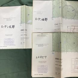 地図3点　ONC J-5 (Chad, Egypt, Libya, Sudan) / K-4 (Central African Republic, Sudan) / K-5 (Djibouti, Ethiopia, Somalia, Sudan, Yemen)