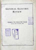 「GENERAL ELECTRIC REVIEW」INDEX TO VOL.29 N0.1-12 General Electric Company 1926