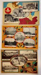 絵葉書　カラー写真版3枚美品　森永製菓(株)　戦前