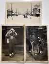 絵葉書　モノクロ写真版3枚　冬の米澤大町通り/米澤風俗たちつけ美人2種　戦前