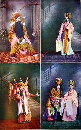 満洲風俗絵葉書　カラー4枚　支那劇名優ノ扮装2種/支那ノ女優/支那演劇女優ノ扮装　戦前