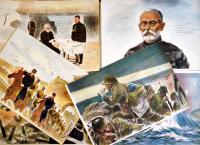 戦時紙芝居「一億楠公」全20枚揃い　脚本・納富康之/絵画・小谷野半二　日本教育画劇(株)　昭和19年