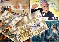 戦時紙芝居「一億楠公」全20枚揃い　脚本・納富康之/絵画・小谷野半二　日本教育画劇(株)　昭和19年