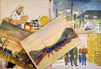 戦時紙芝居「國思ふ」全23枚揃い　提供・産業組合中央会/脚本・鈴木景山/絵画・浦田重雄　日本教育画劇(株)　昭和18年