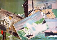 戦時紙芝居「戦ふ船員」全20枚揃い　脚本・黒岩千香/絵画・小谷野半　日本教育画劇(株)　昭和18年