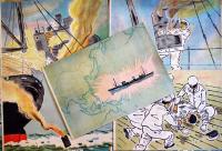 戦時紙芝居「戦ふ船員」全20枚揃い　脚本・黒岩千香/絵画・小谷野半　日本教育画劇(株)　昭和18年