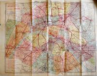 A.ルコントによるパリ首都圏新計画地図 49×38㎝両面印刷　表紙「佛國巴里諏訪旅館」名入表紙付　1930年代