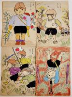 センサウゴッコヌリエ　鈴木壽雄畫　各21×14.5㎝12枚 着色済　大新書房　昭和18年