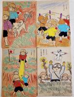 センサウゴッコヌリエ　鈴木壽雄畫　各21×14.5㎝12枚 着色済　大新書房　昭和18年