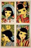 中原淳一絵シール　4枚組×3枚　各14×9㎝　昭和30年代