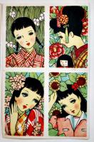 中原淳一絵シール　4枚組×3枚　各14×9㎝　昭和30年代