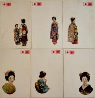 慰問用絵葉書「舞ひめ」和服美人カラー写真版6枚袋付美品　戦中戦時