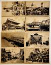 絵葉書　大阪名所8枚(ルナパーク-索道飛行船,通天閣/道頓堀/大阪新世界正面通り/天満橋/他)少汚れ有り　戦前